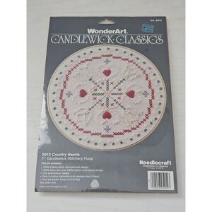 Vintage Wonderart‎ NeedleCraft Candlewick Cassics Kit 5912 Country Hearts